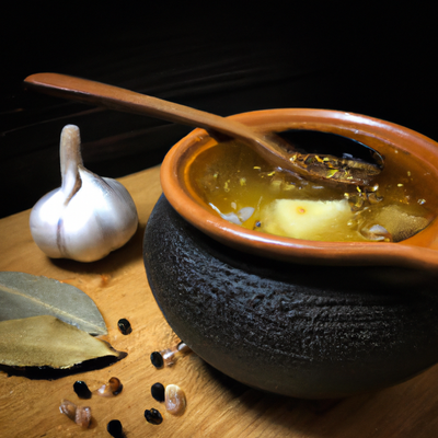 Savor the Tradition: Signature Garlic-Infused Marrow Bone Broth with Herbs and Spices